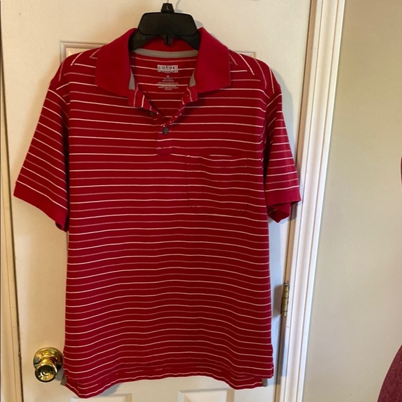 Men's Duluth Trading Co. Red and White‎ Striped Polo Pullover Medium  Shirt - Picture 1 of 5